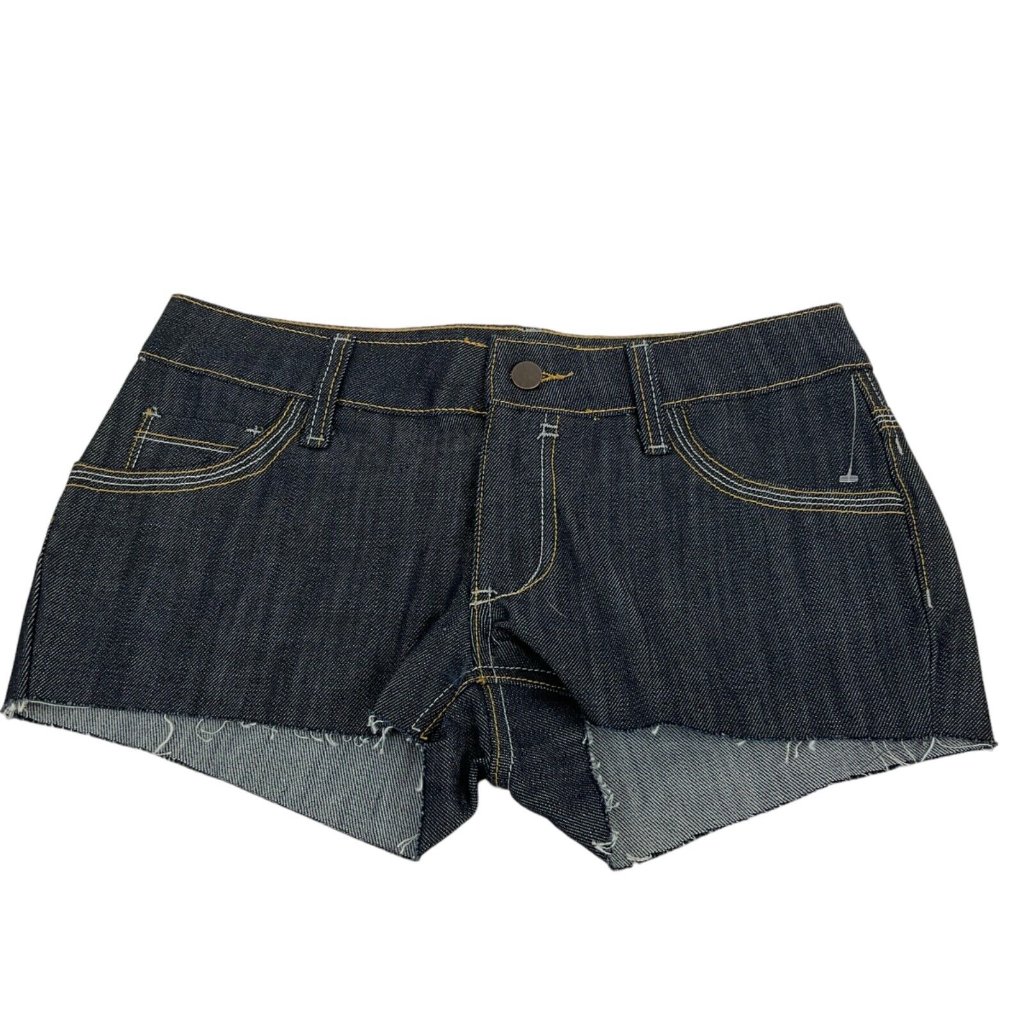 Carmar Shorts Womens Sz 26 Dark Denim Cheeky High Cut Distressed Hem $196 Nwot